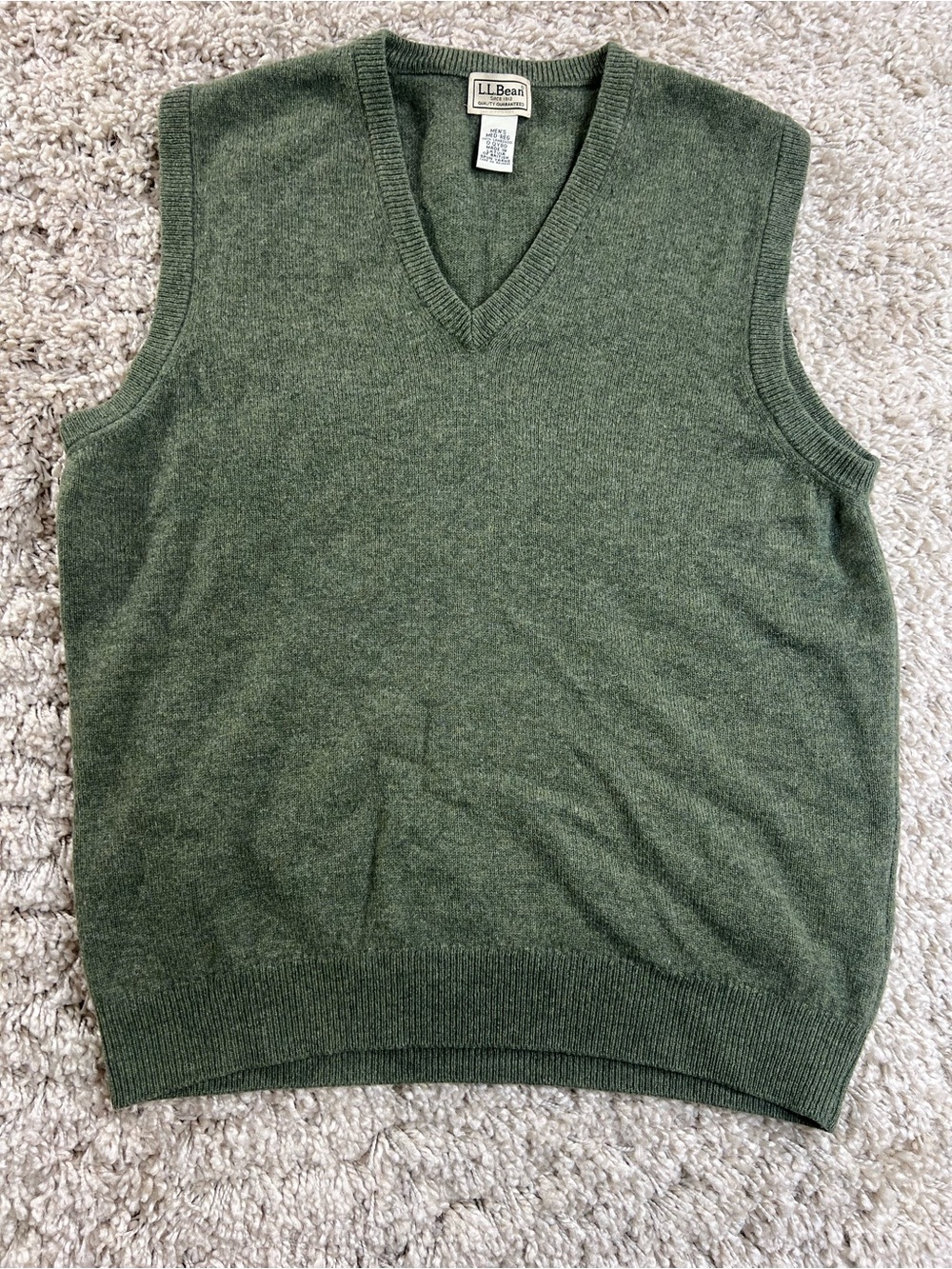 L.L. Bean Men's Olive Green V-Neck Sweater Vest